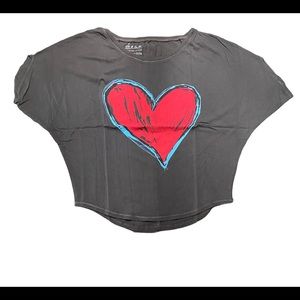 Womens shirt no sleeves Black Red Heart